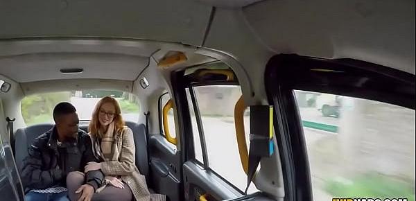  Redhead Lenina Crowne takes a big black cock on the back seat
